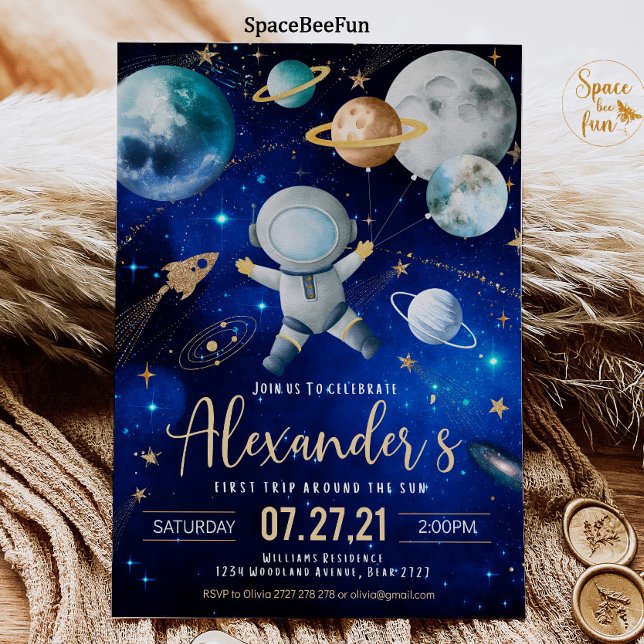 Invitation Espace Premier Voyage Autour du Soleil Espace Cosm (Créateur téléchargé)