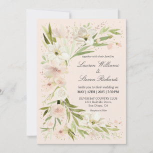 Invitation Espace romantique blanc Pastel rose blanc personna