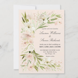 Invitation Espace romantique blanc Pastel rose blanc personna