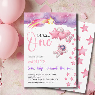 Invitation Espace Rose Premier Tour Autour du Soleil Annivers