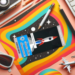 Invitation Espace Thème Anniversaire Voyage Ticket