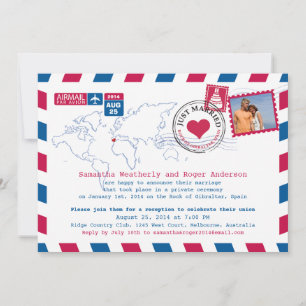 Invitation Espagne Air Mail Réception de mariage