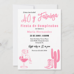 Invitation Espagnol 40 y Fabulosa Fête Occidentale Anniversai