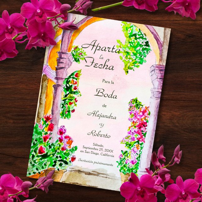 Invitation Espagnol, aquarelle Mariage dans la vieille ville  (Créateur téléchargé)