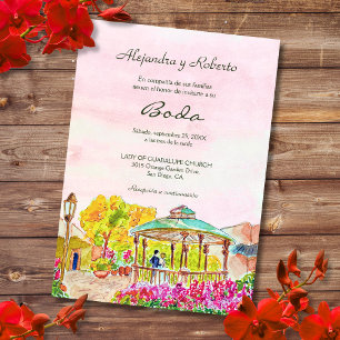 Invitation Espagnol Aquarelle Vieux Kiosque Mexique Mariage