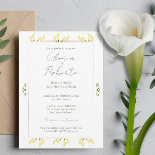 Invitation Espagnol, Boda Alcatraces Oro minimaliste Mariage