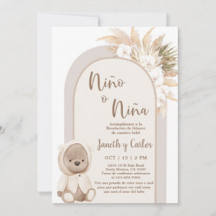 Invitation Espagnol Boho Ours He or She or She Genre Revela