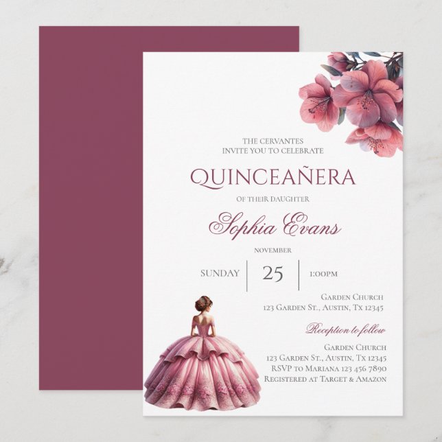Invitation Espagnol Boho Quinceanera (Devant / Derrière)