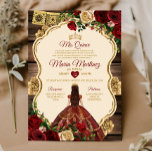 Invitation Espagnol Bourgogne Floral Russe Bois Mis Quince<br><div class="desc">Espagnol Bourgogne Floral Rustique Bois Mis Quince Invitation Mis Quince 15 Anos,  16ème Anniversaire Papillon.</div>