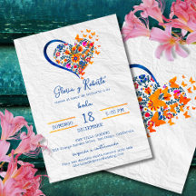 Espagnol, Coloré Floral Heart Mariage mexicain
