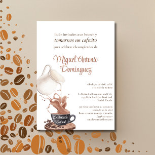 Invitation Espagnol Cute Coffee Splash 65e fête d'anniversair