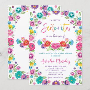 Invitation Espagnol Floral Senorita Baby shower fille