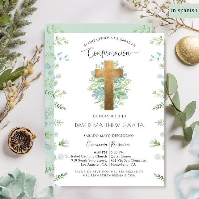 Invitation Espagnol, Garçon ou Fille, Confirmation de verdure (Créateur téléchargé)
