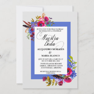 Invitation Espagnol Gras Aquarelle Nuestra Boda Mariage