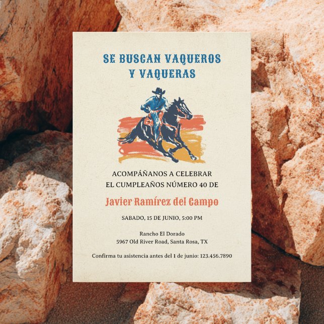 Invitation Espagnol mexicain Cowboy Desert Wild West Annivers (Créateur téléchargé)