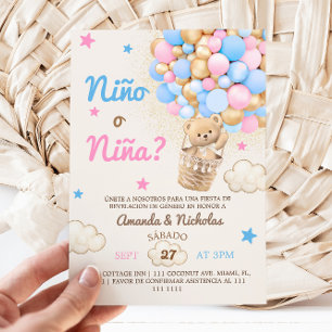 Invitation Espagnol Nino o Nina Bear Balloon Genre Reveilla