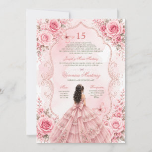 Invitation Espagnol Quinceañera Roses Roses 15 Ans Princesse