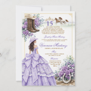 Invitation Espagnol Quinceañera Violet Clair 15 Ans Princesse