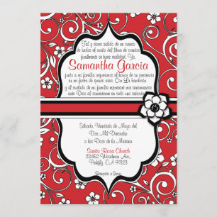 Invitation Espagnol rouge et noir Quinceañera