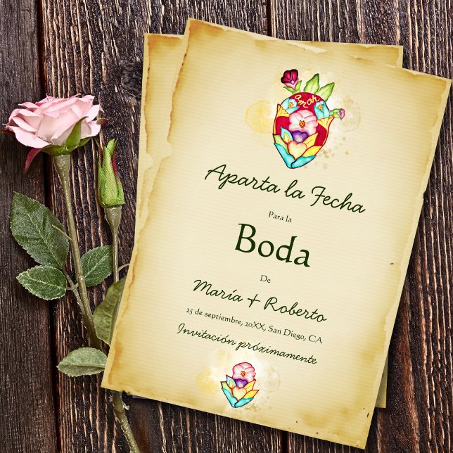 Invitation Espagnol Rustique Coeur Mariage Mexicain Enregistr (Créateur téléchargé)