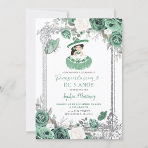Invitation Espagnol Sage Green Silver Presentacion 3 Anos