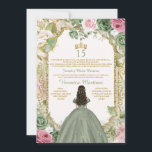 Invitation Espagnol Sage Rose & Or 15 Años Princess Anniversa<br><div class="desc">ÉDITABLE Espagnol Sage Rose & Or 15 Años Princess Invitation Anniversaire Élégant Ivoire,  rose,  Sage Green Papillon Floral Quinceanera Anniversaire Invitation Mis Quince 15 Anos,  16e Anniversaire</div>