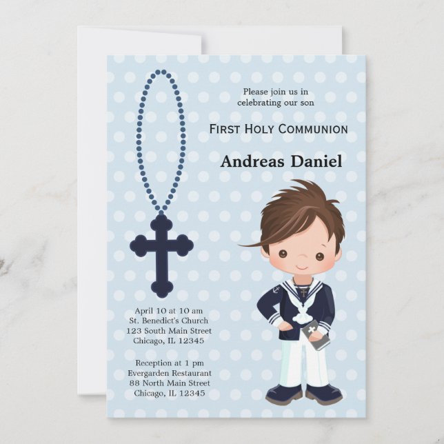 Invitation Espagnol Sailor First Communion garçon (Devant)