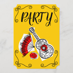 Invitation Espagnol Souvenirs Corners Party vertical