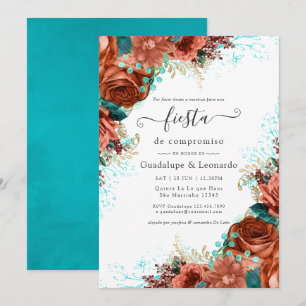 Invitation Espagnol Turquoise & Coral Floral