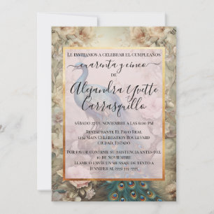 Invitation Espagnol Vintage Peacock Chic 45e anniversaire