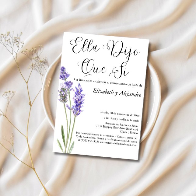 Invitation Espagnole Elle a Dit Oui Fiançailles Mariage Soiré (Créateur téléchargé)