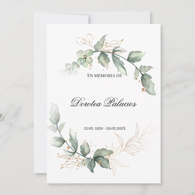 Invitation espagnole nécrologie verte (Devant)
