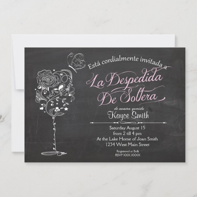 Invitation EspagnolVintage Vin Verre Douche nuptiale INvitati (Devant)