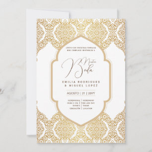 Invitation Espanol Invitación Boda Elegant Blanc Or Ornate
