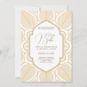 Invitation Espanol Invitación Boda Elegant Blanc Or Ornate