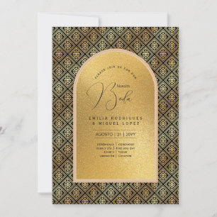Invitation Espanol Invitación Boda Elegant Mariage d'or noir