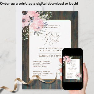 Invitation Espanol Invitación de Boda Floral Mariage Rustic I