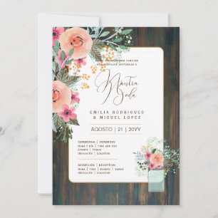 Invitation Espanol Invitación de Boda Floral Mariage Rustic I