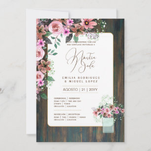 Invitation Espanol Invitación de Boda Floral Mariage Rustic I