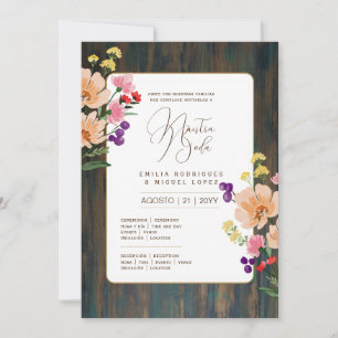 Invitation Espanol Invitación de Boda Floral Mariage Rustic I