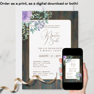 Invitation Espanol Invitación de Boda Floral Wedding Rustic I