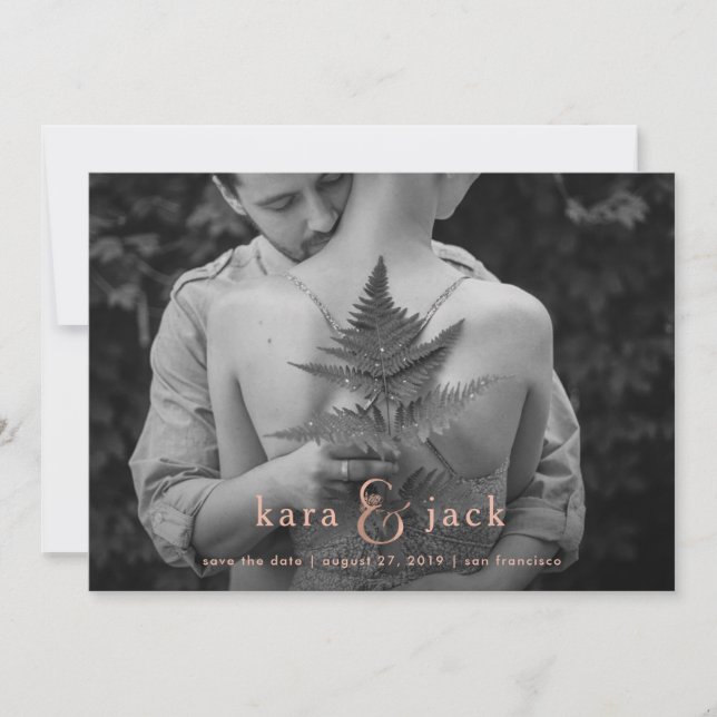 Invitation Esperluette Rose Gold | Faire part à conserver ave (Devant)