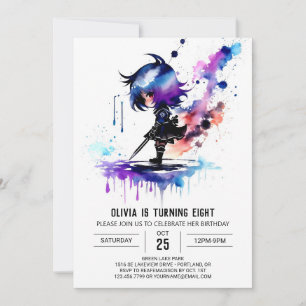 Invitation Espion guerrier Ninja Digital Girl Anniversaire