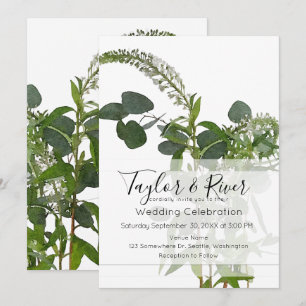 Invitation "Espoir" Aquarelle botanique avec feuilles d'eucal