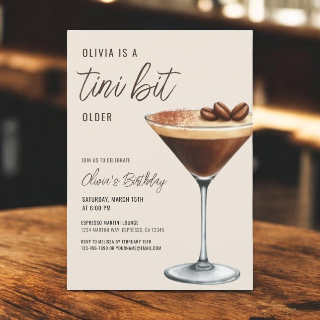 Invitation Espresso Martini A Tini Bit Anniversaire (Créateur téléchargé)