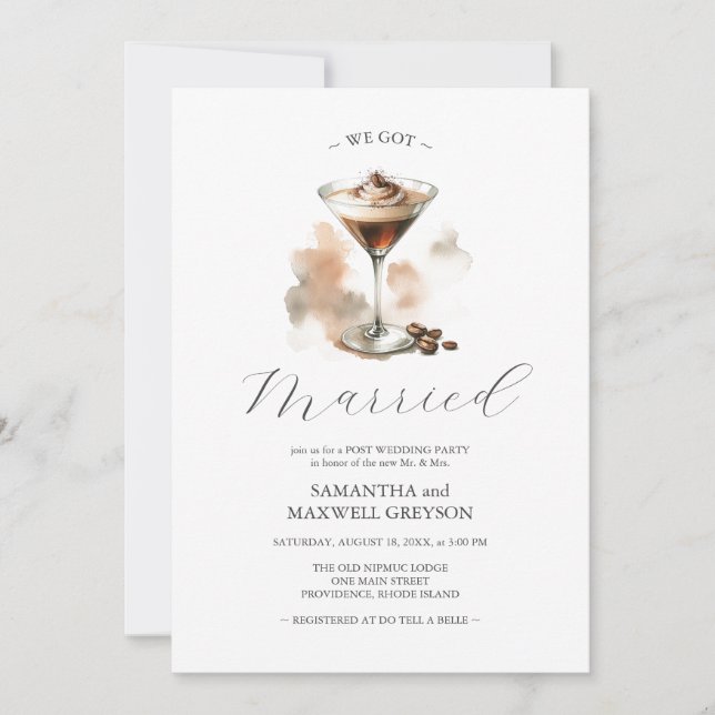 Invitation Espresso Martini Cocktail Post Mariage (Devant)