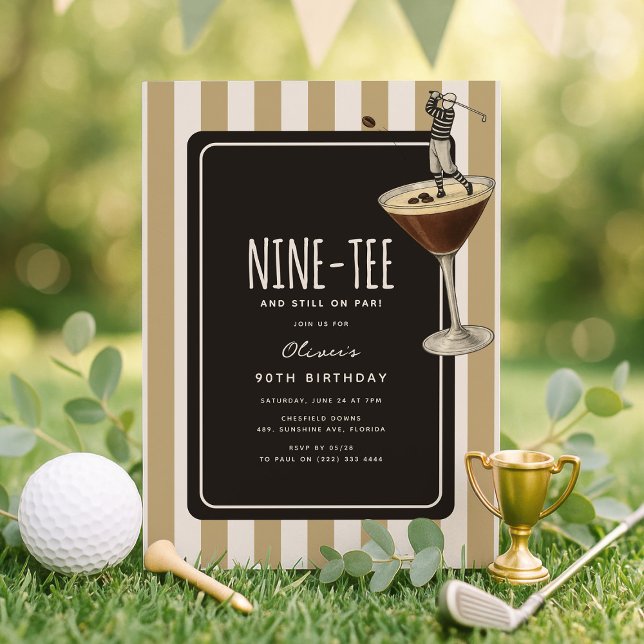Invitation Espresso Martini Golf Themed 90th Birthday (Créateur téléchargé)