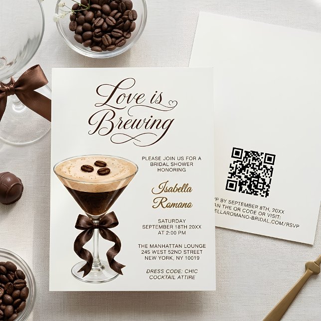 Invitation Espresso Martini Love Is Brewing Enterrement de Vi (Espresso Martini Love Is Brewing Bridal Shower Invitation)