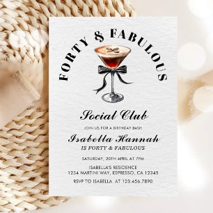 Invitation Espresso Martini Tini Bit Ancien 40e anniversaire
