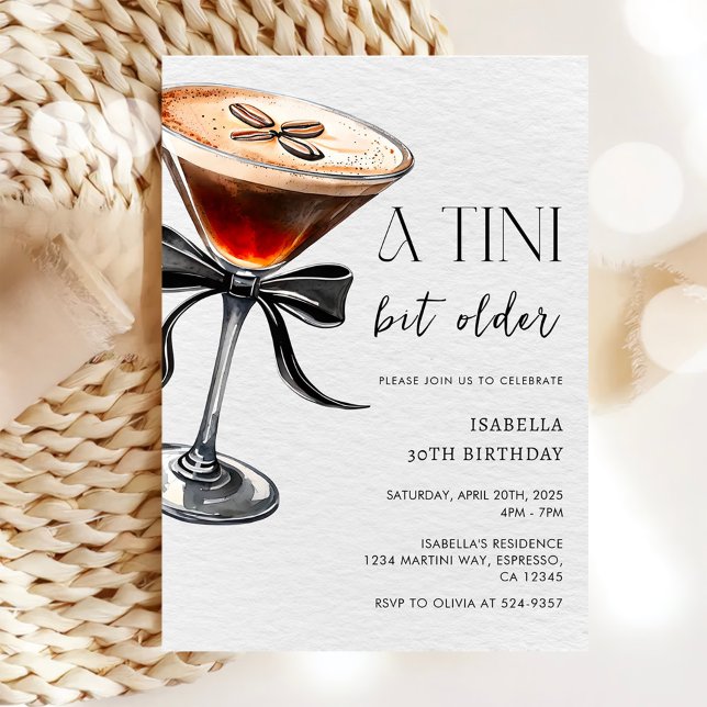 Invitation Espresso Martini Tini Bit Anniversaire (Créateur téléchargé)